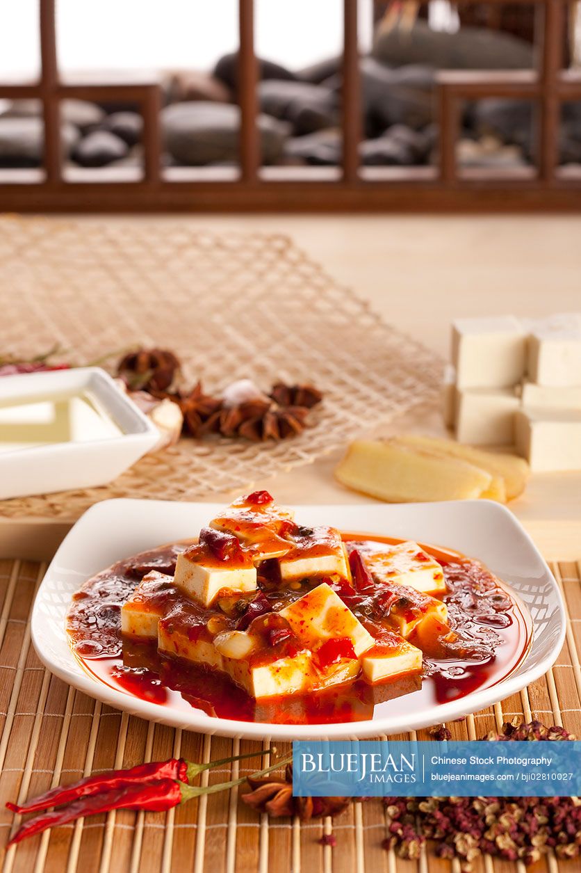 Close-up of Chinese Mapo Tofu