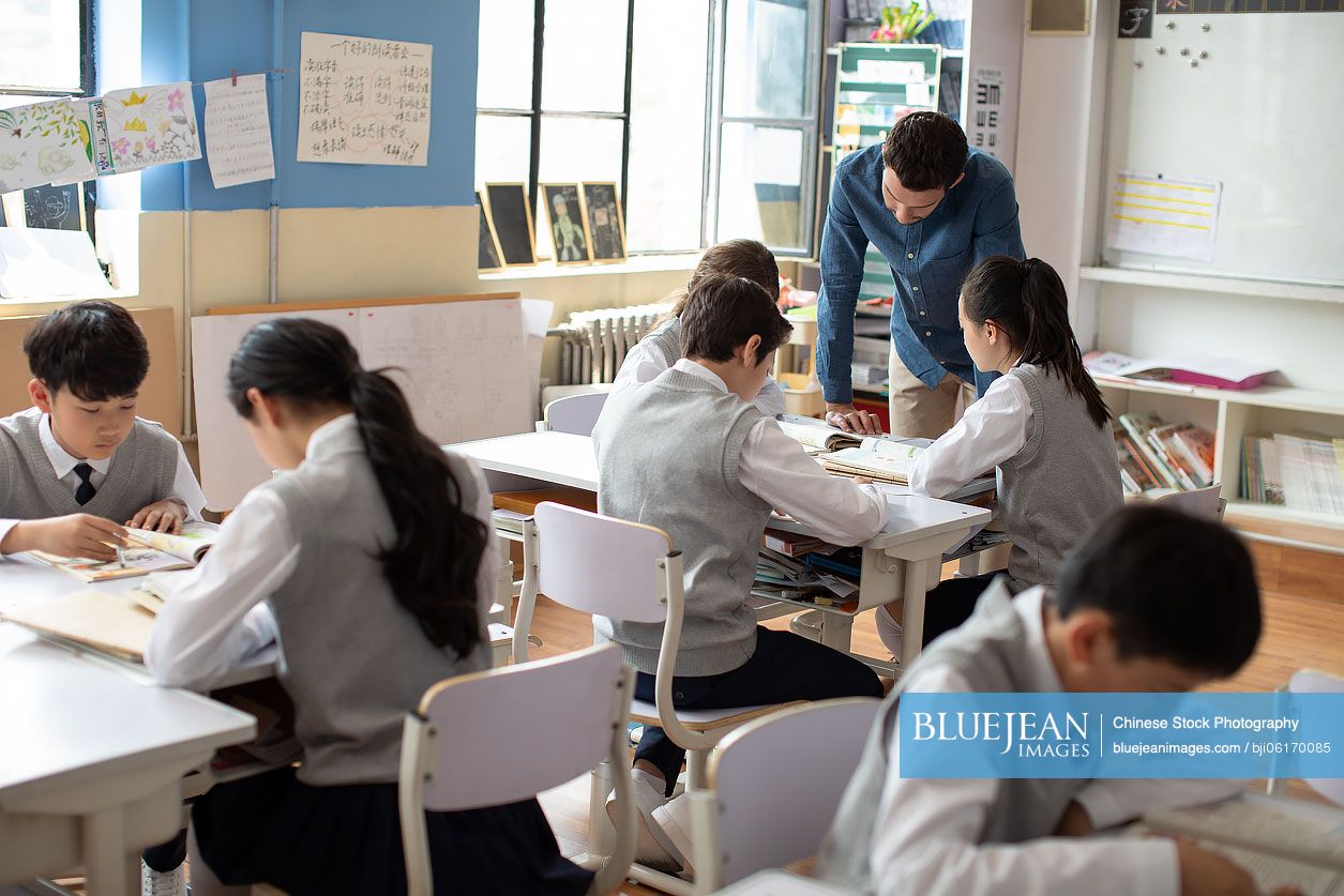 Young teacher teaching a class