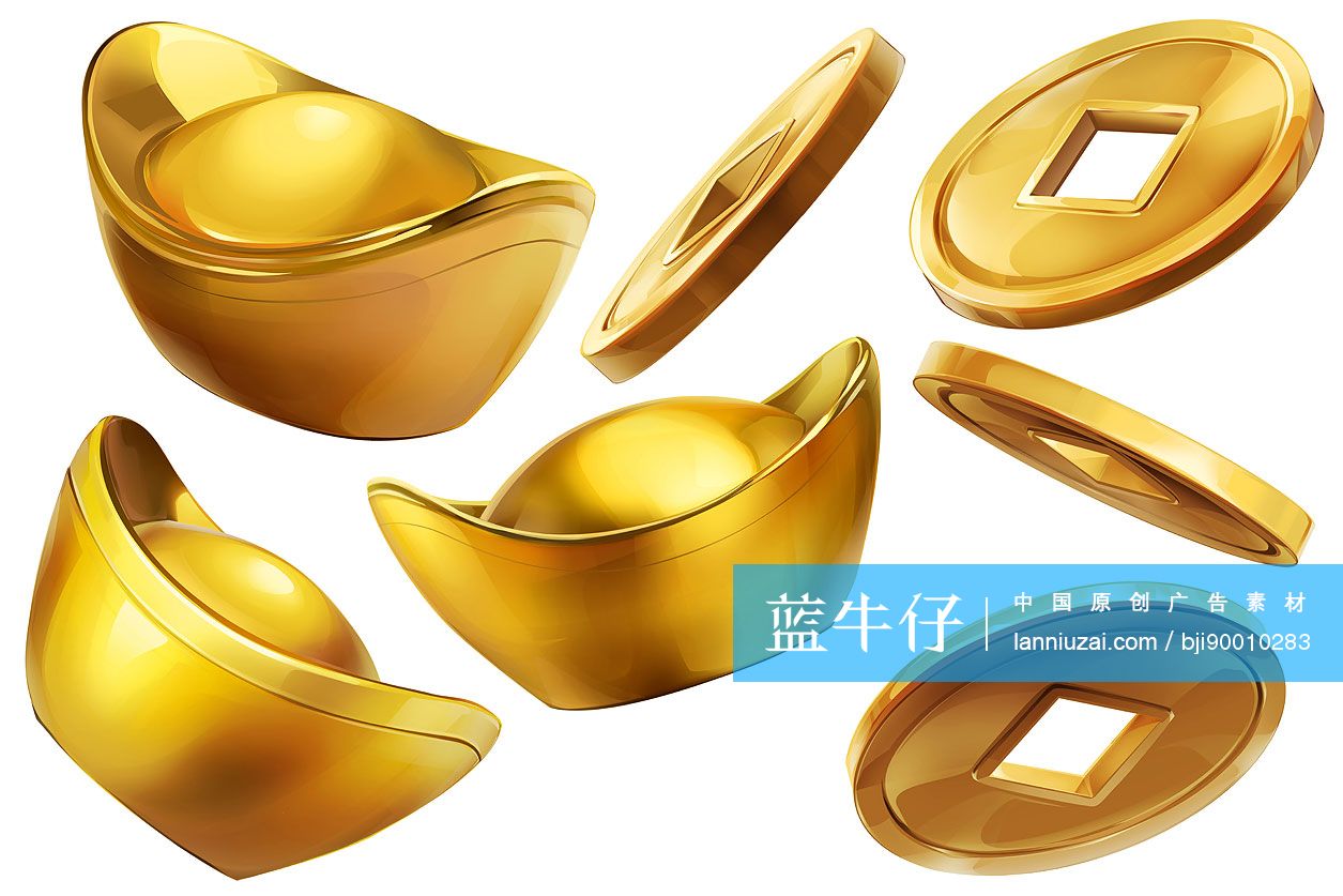 金元宝和铜钱-蓝牛仔影像-中国原创广告影像素材
