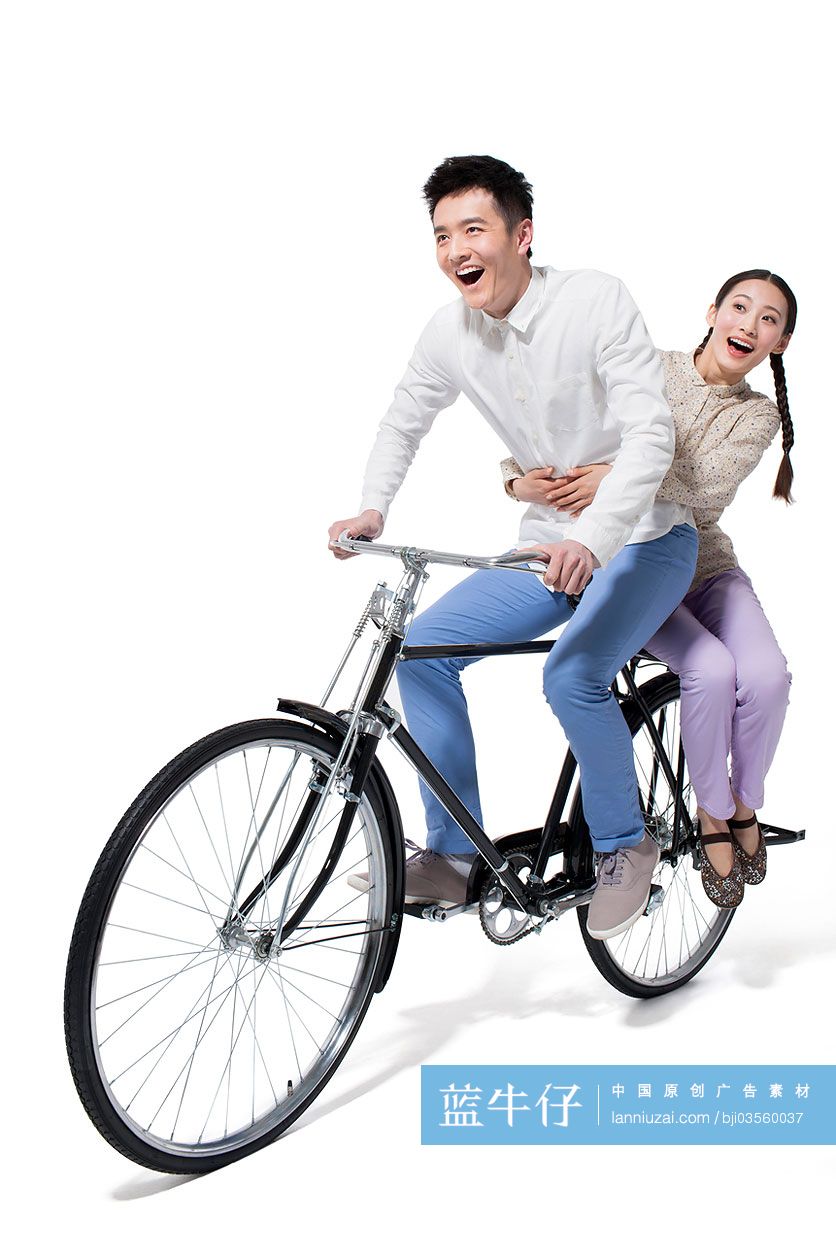 复古情侣和旧式自行车