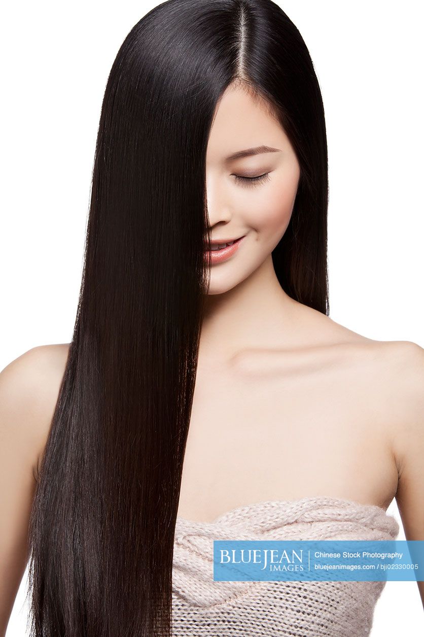 Young Chinese woman with long silky hair