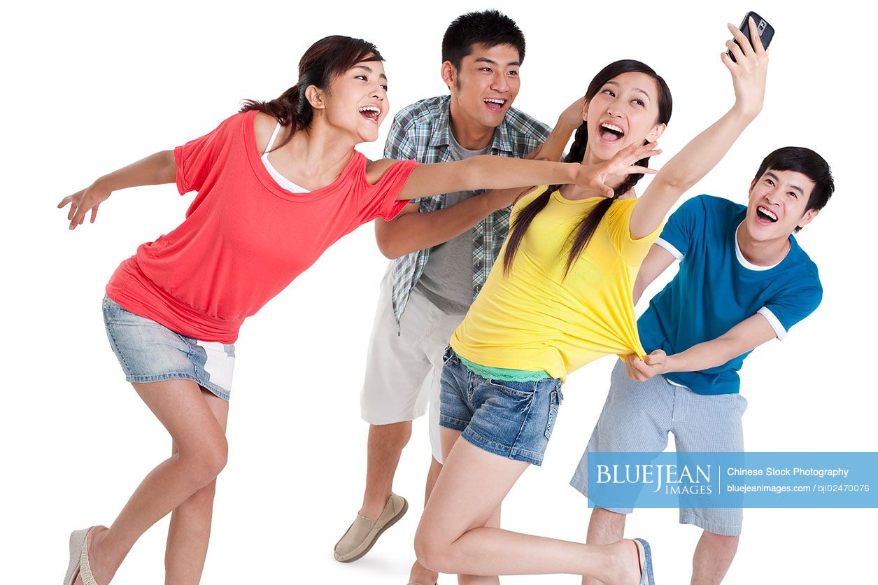 Studio shot of a group of Chinese woman