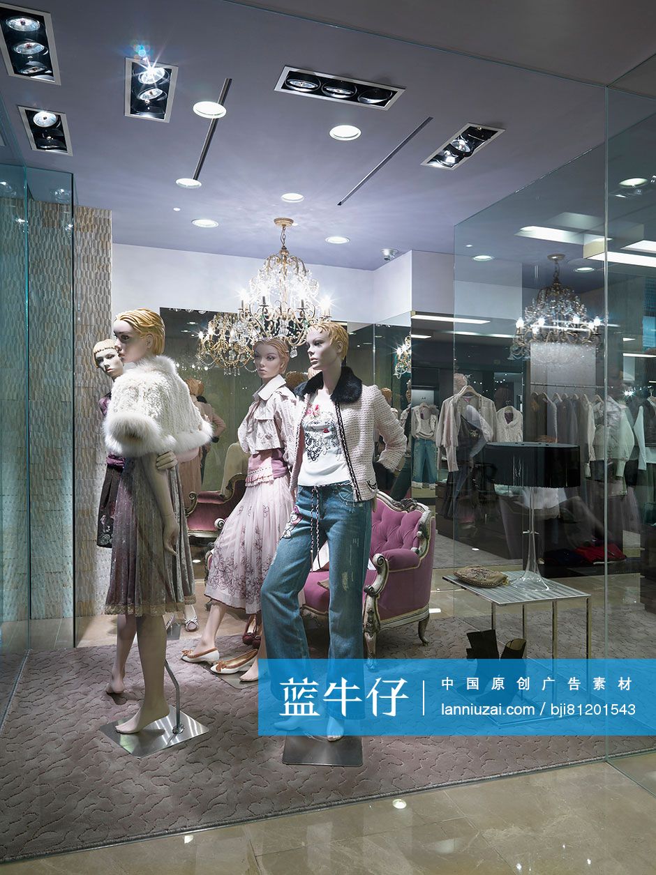 Mannequins on display in woman's fashion store