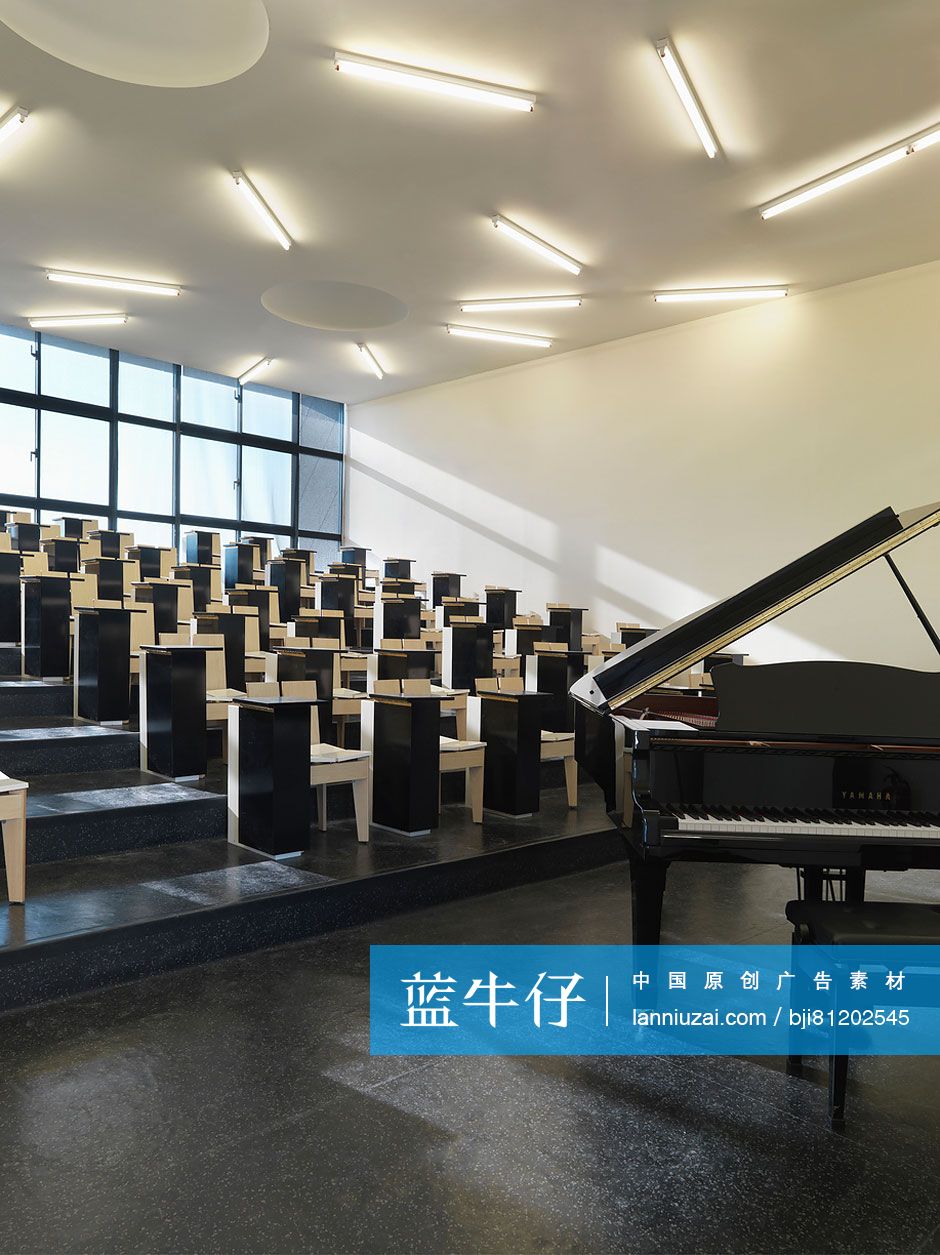 Cropped piano at the empty concert hall 