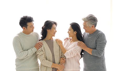 Happy Chinese family in living room,4K