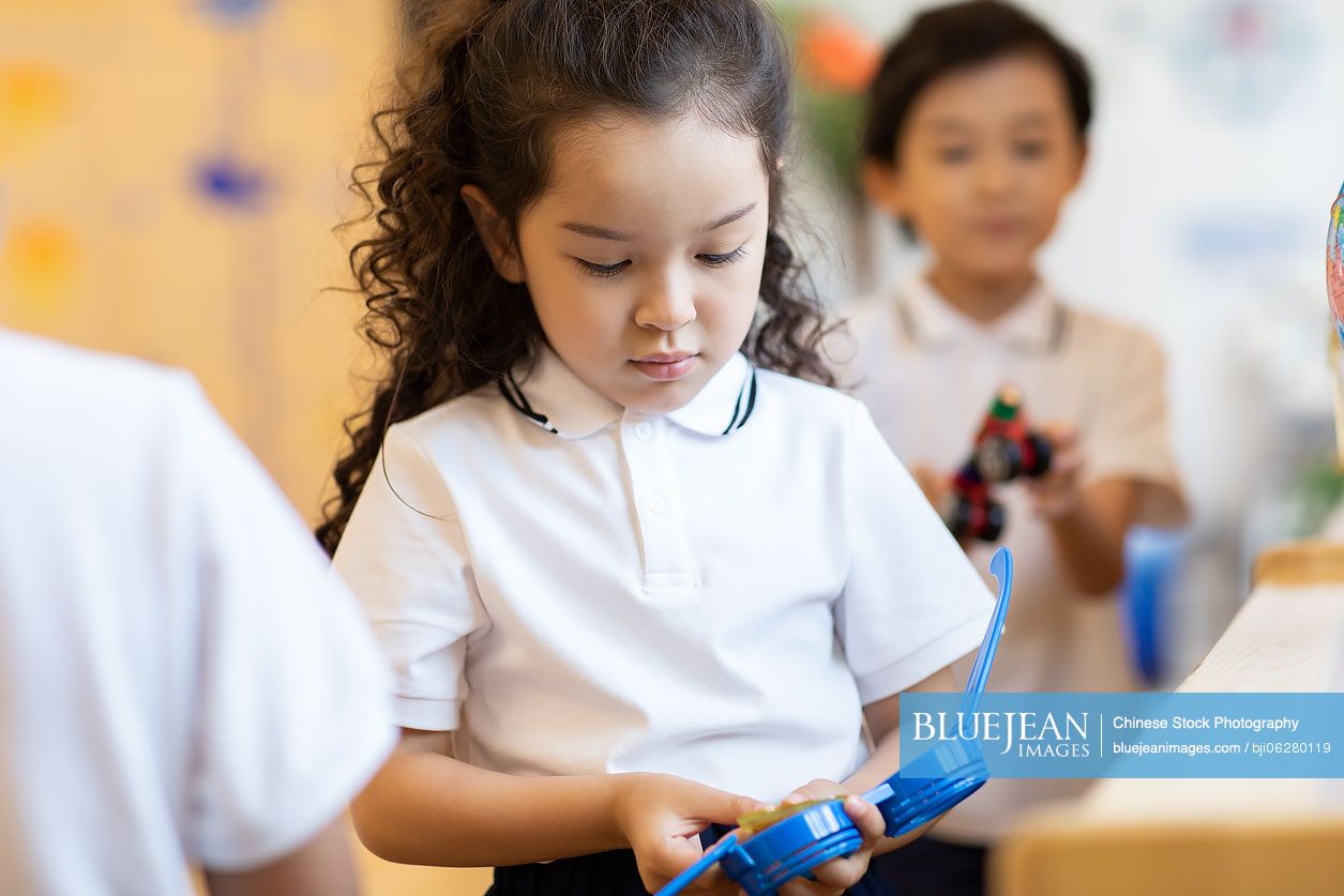 Children playing in classroom