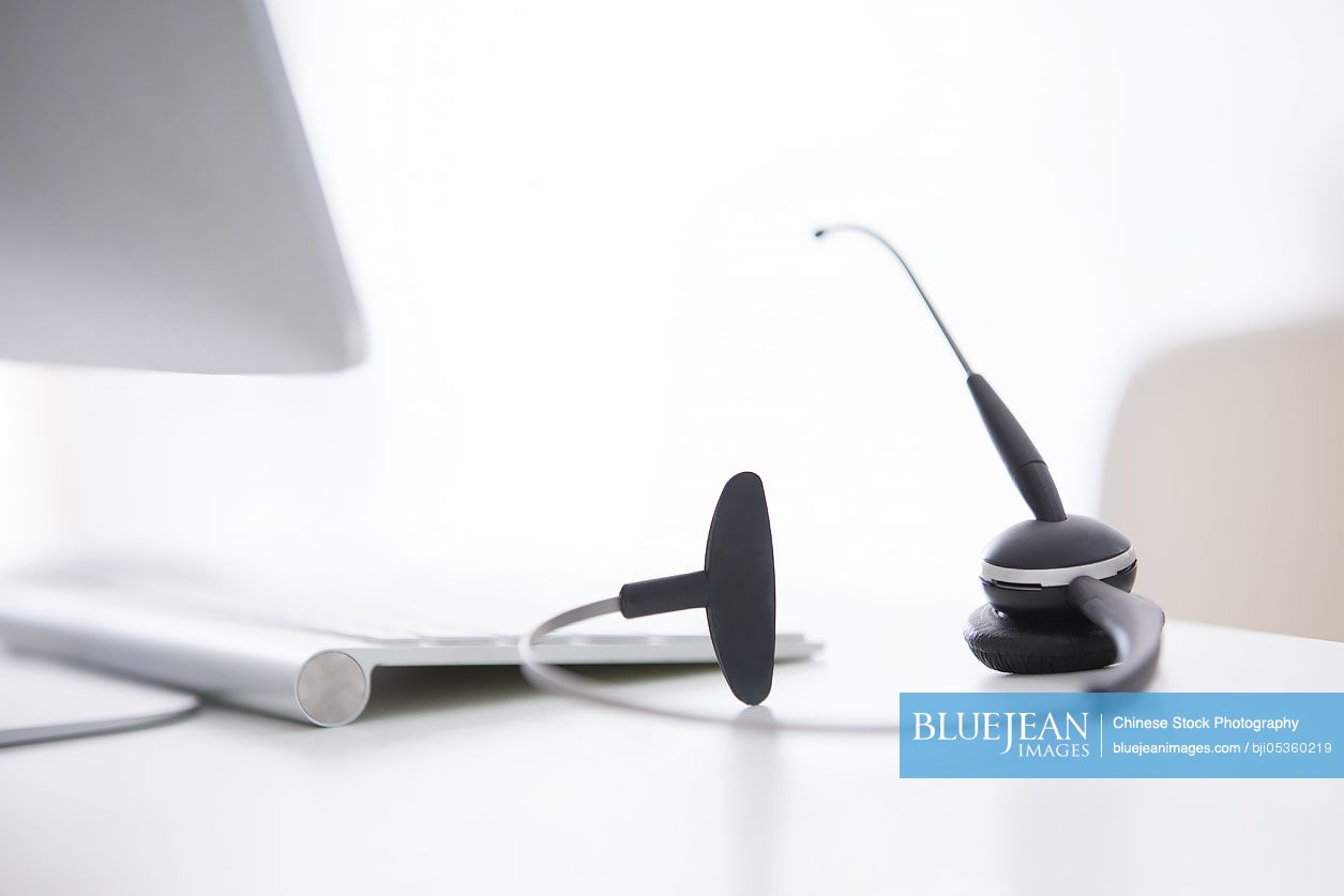 Headset on desk in office