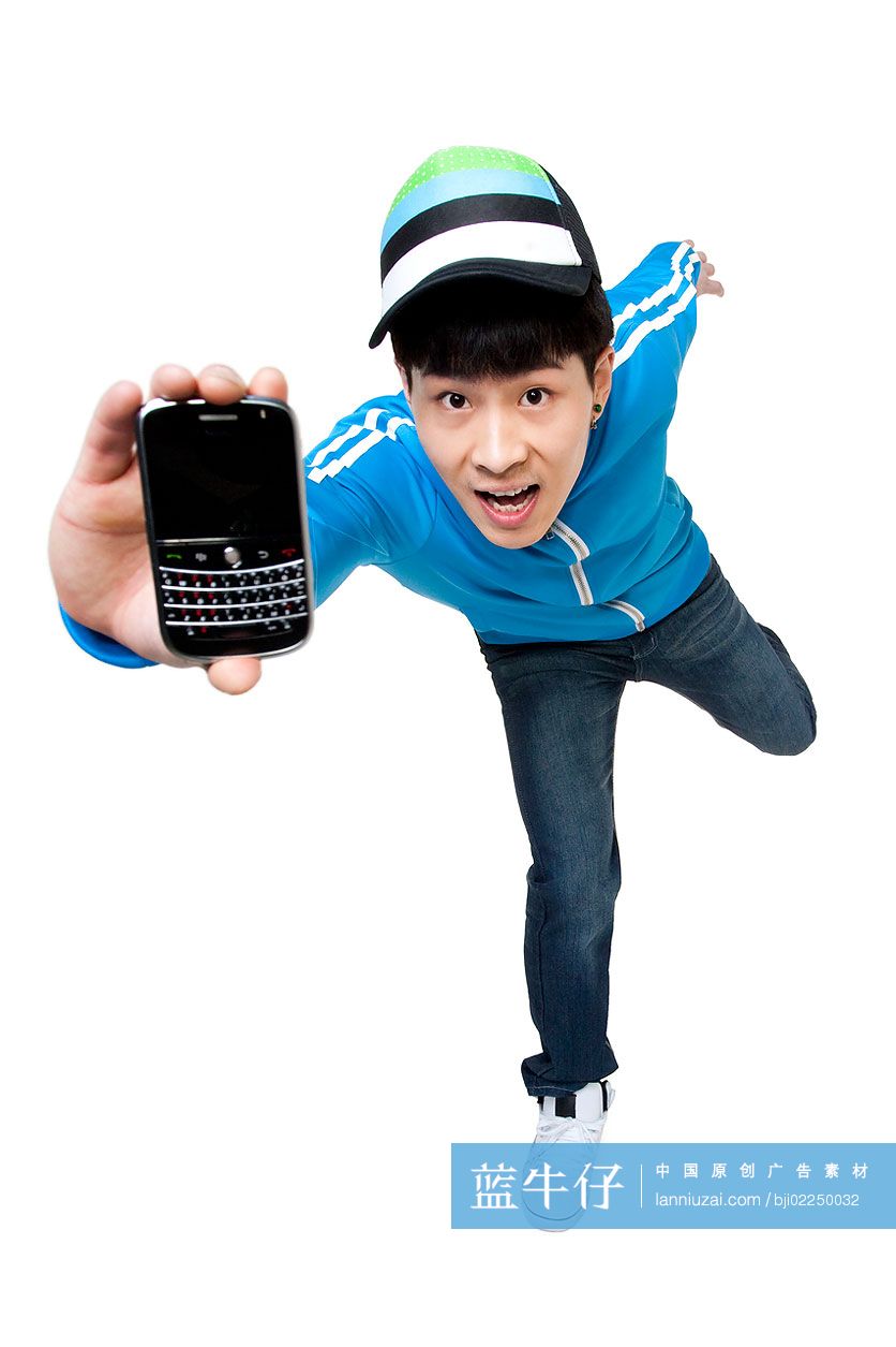 时尚Hip-hop青年男子和手机