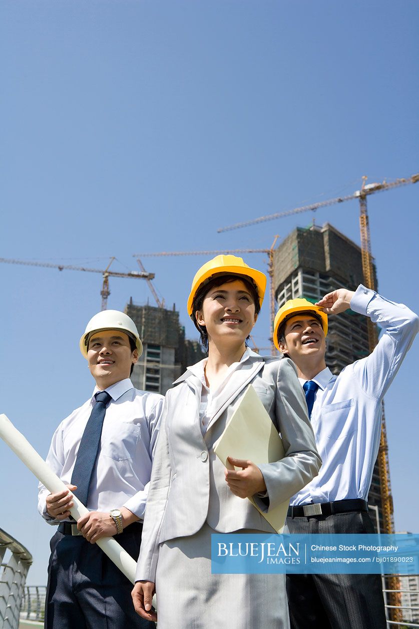 Chinese engineers at a construction site