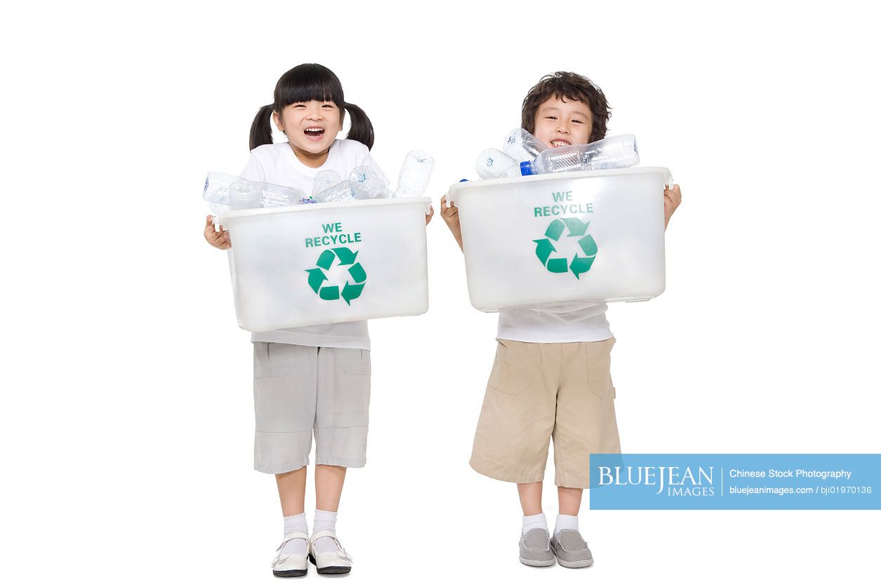 Portrait of eco-friendly Chinese kids