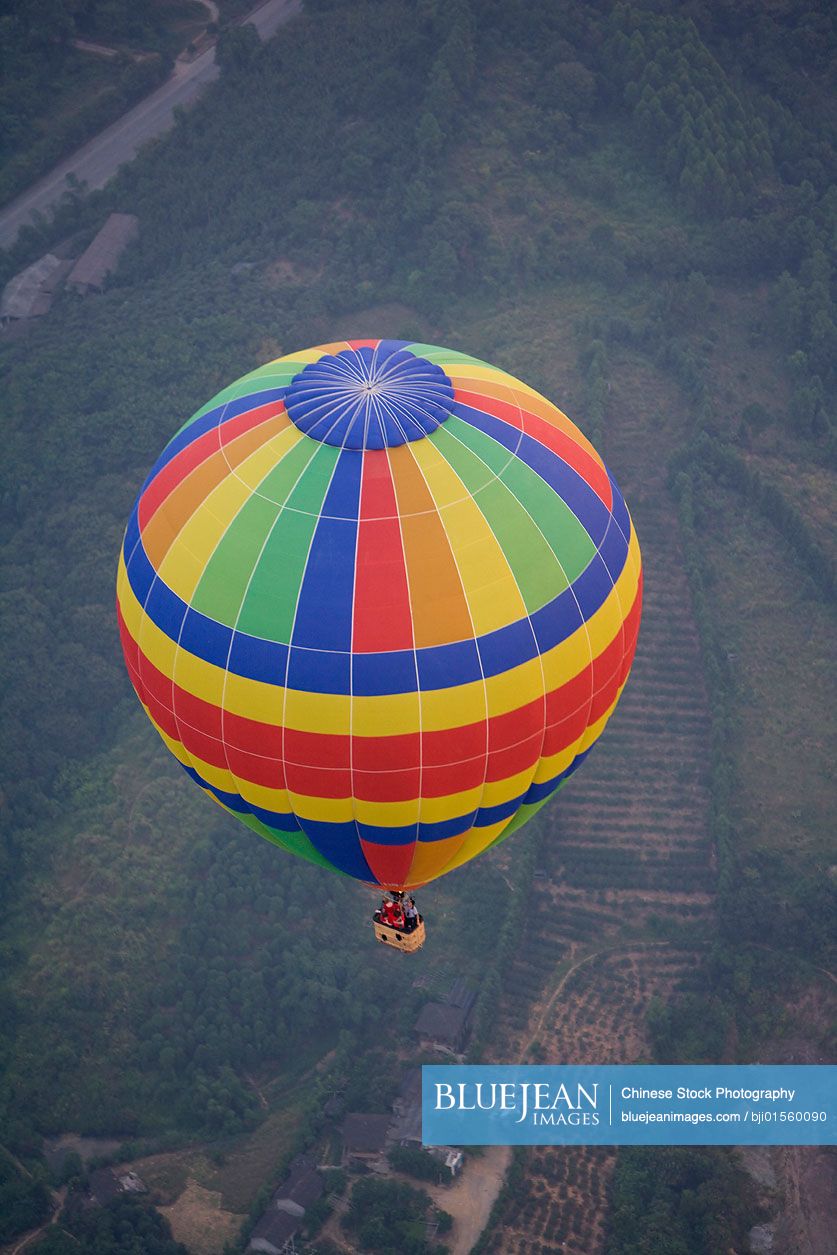 Hot air balloon in the air
