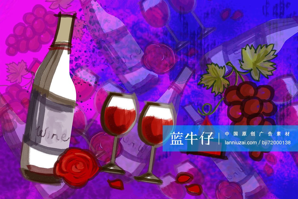 红酒和高脚杯插画