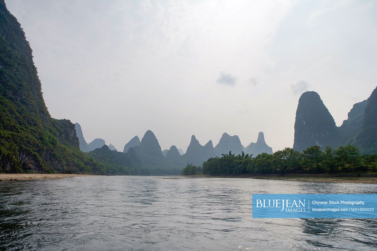 View of the Guilin hills from a boat