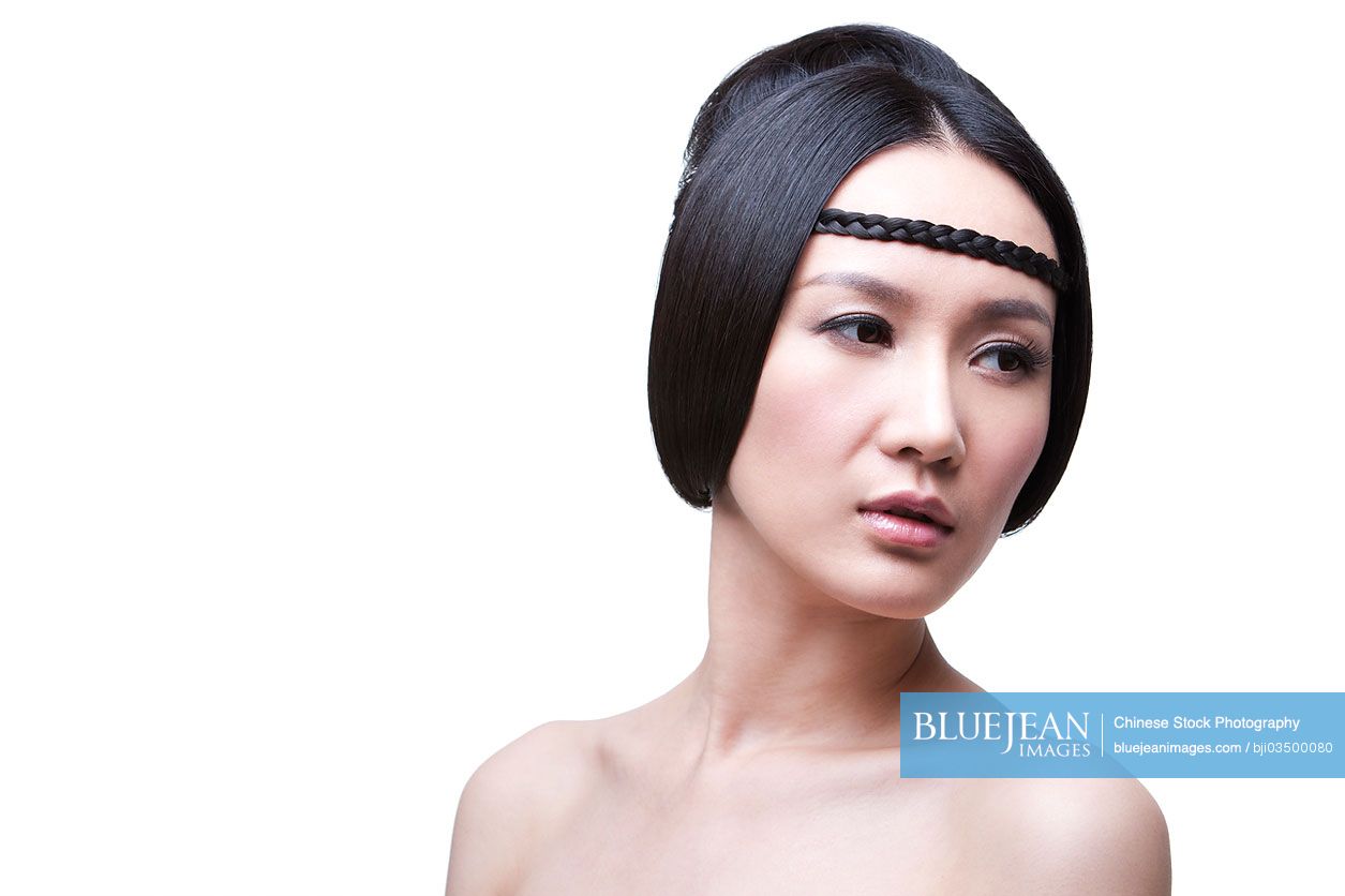 Head shot of beautiful Chinese woman with ancient hairstyle-High-res stock  photo for download