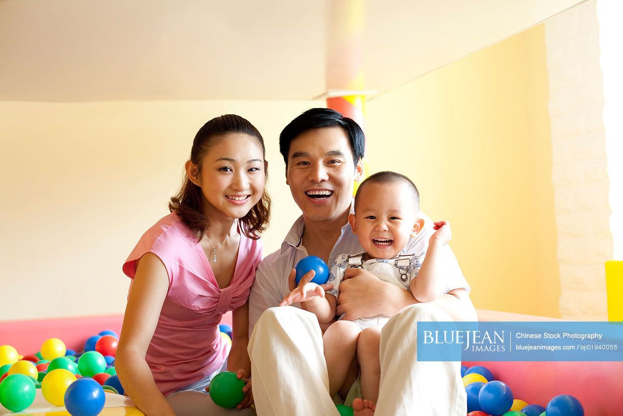 Chinese family playing together