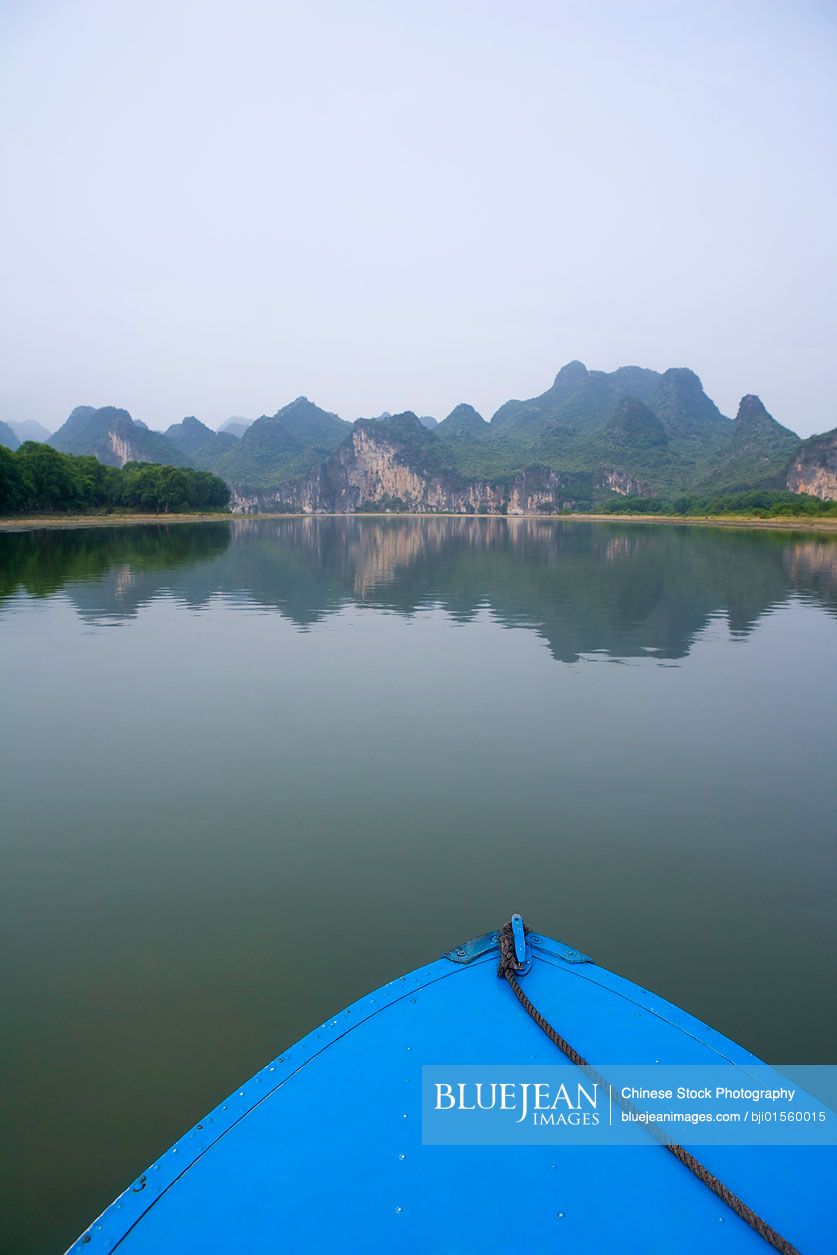 View of the Guilin hills from a boat