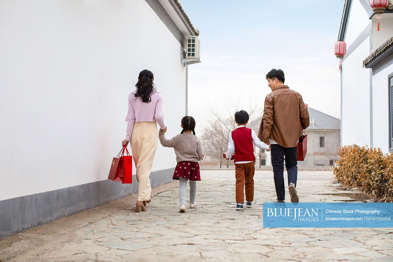 Happy family celebrating Chinese New Year