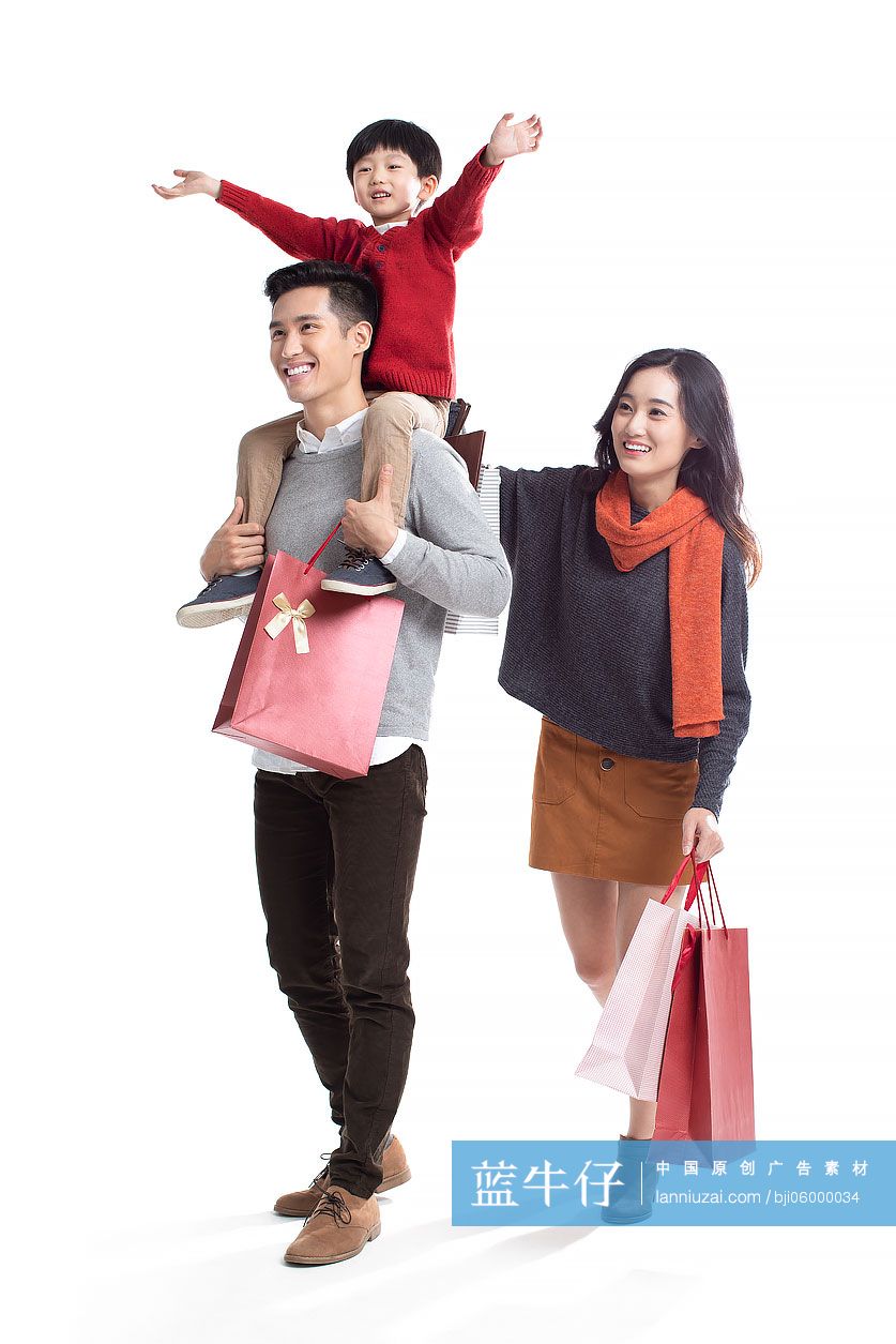 快乐年轻家庭春节购物
