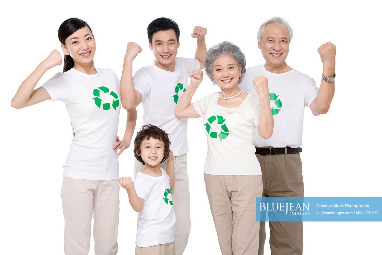 Portrait of an eco-friendly Chinese family