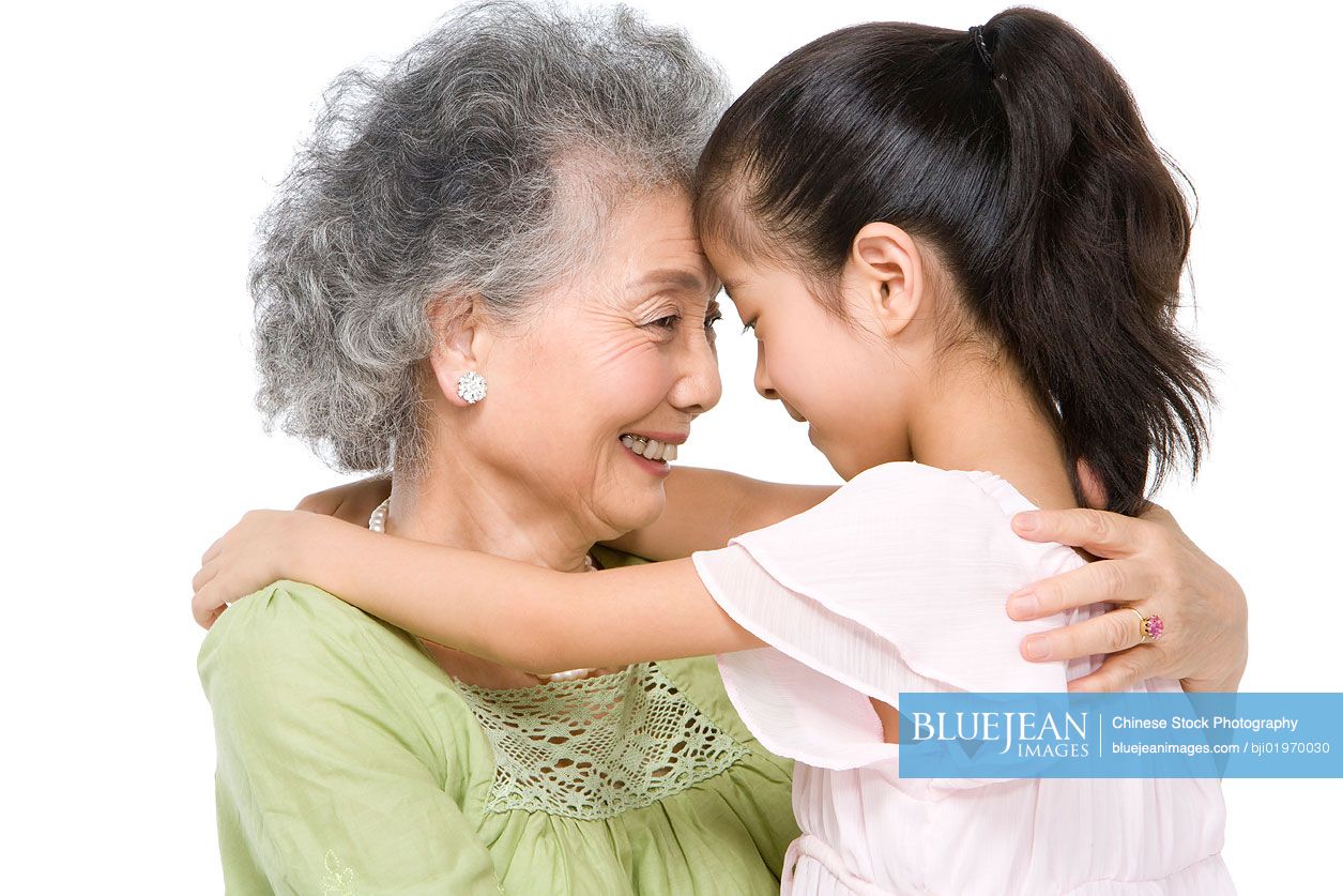 Portrait of Chinese grandmother and granddaughter
