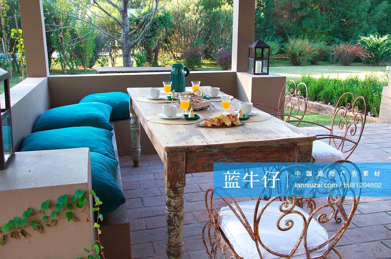 Food on dining table at porch