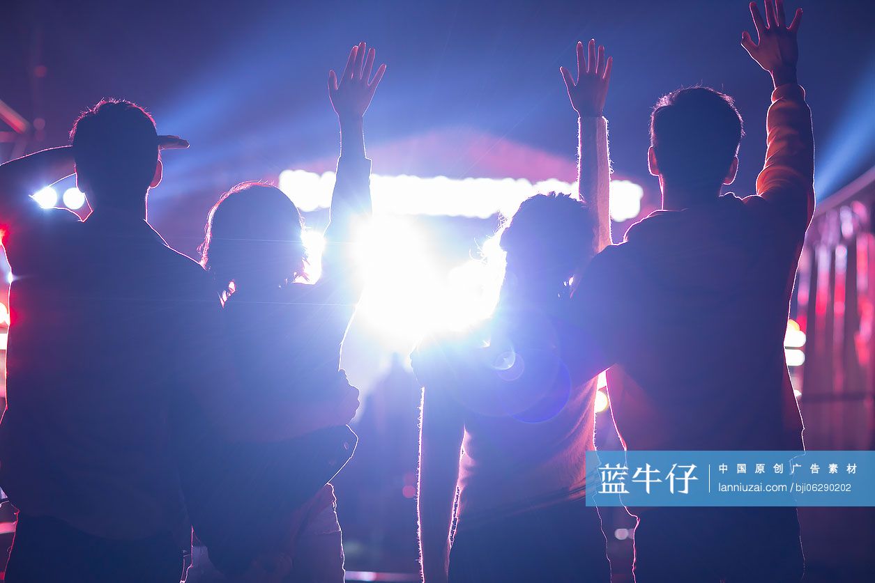 快乐的年轻朋友参加音乐节