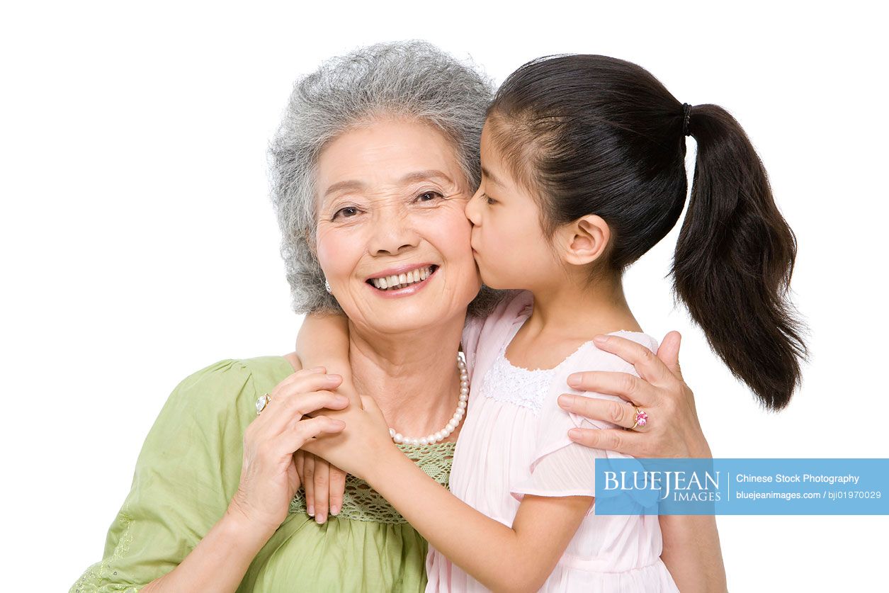 Portrait of Chinese grandmother and granddaughter
