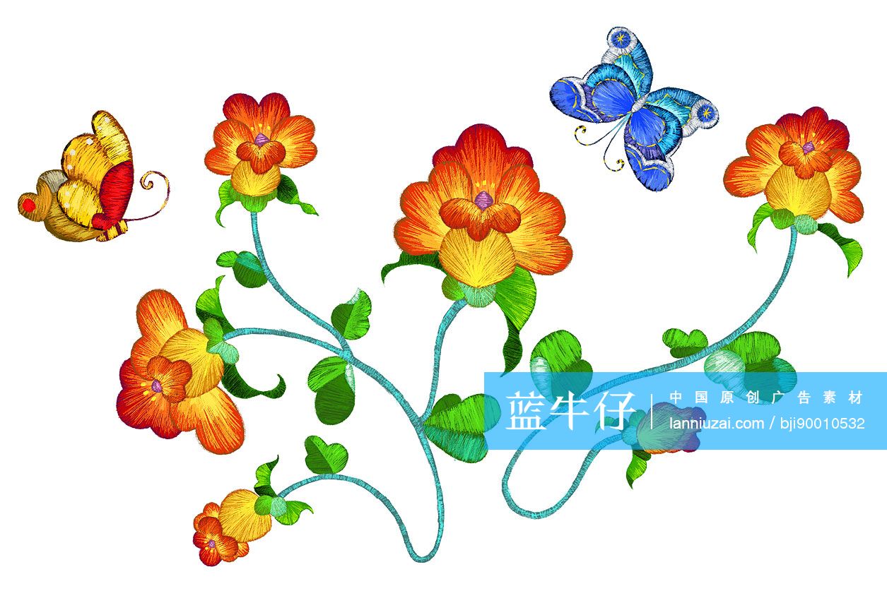 蝴蝶和花朵刺绣