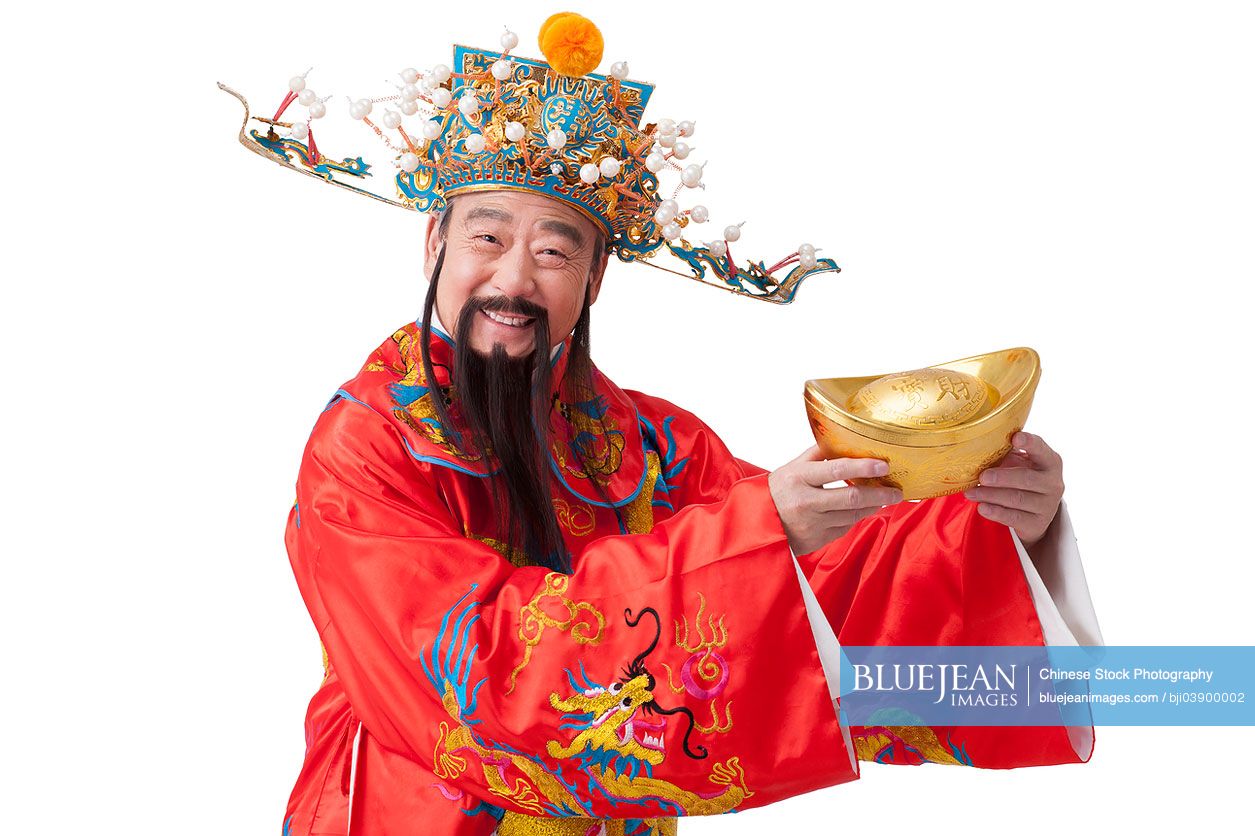 Chinese God of Wealth celebrating Chinese New Year