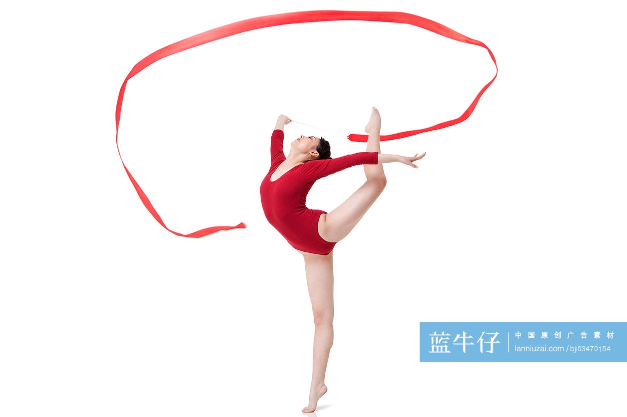 艺术体操运动员与缎带