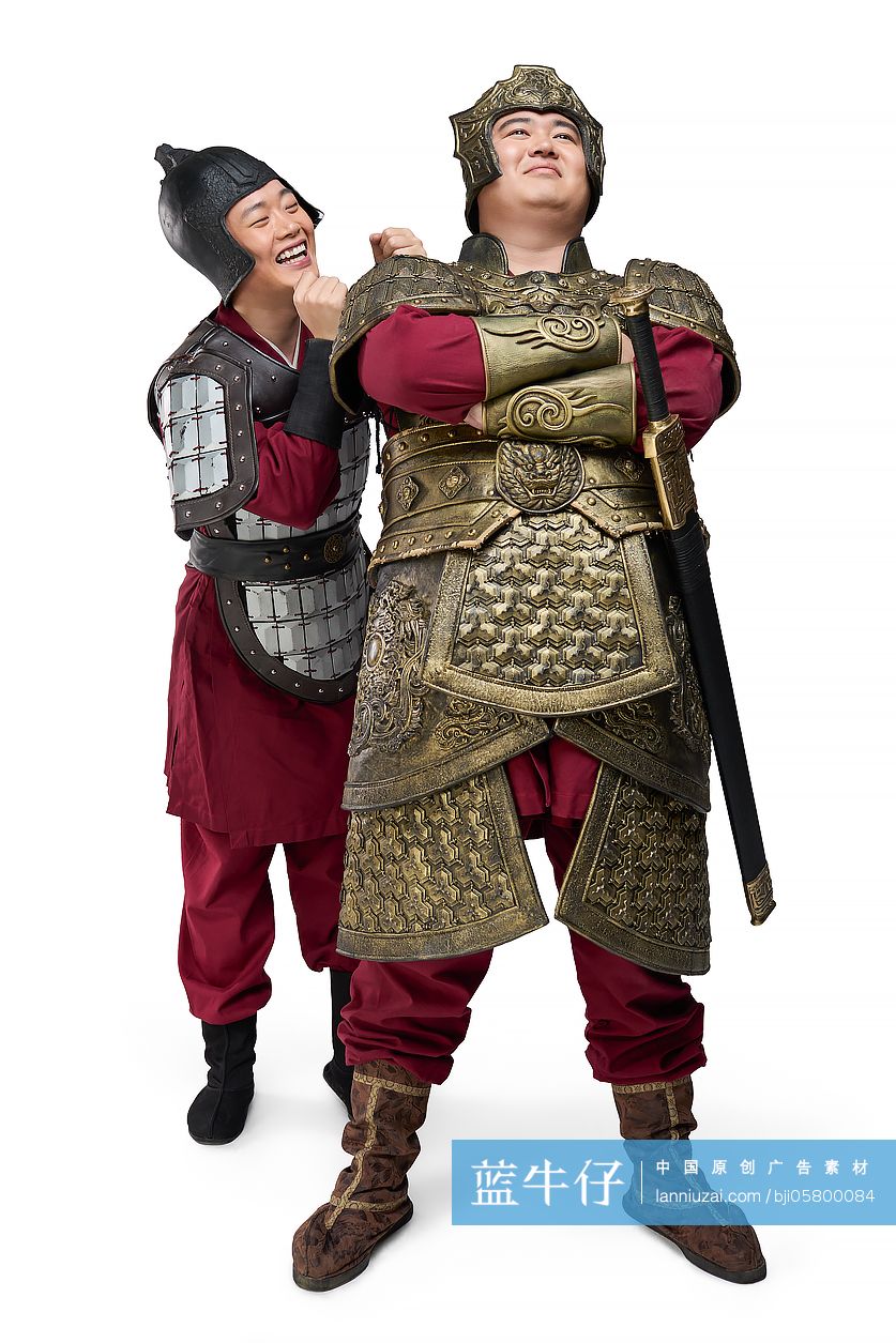 棚拍幽默的铠甲将军和士兵