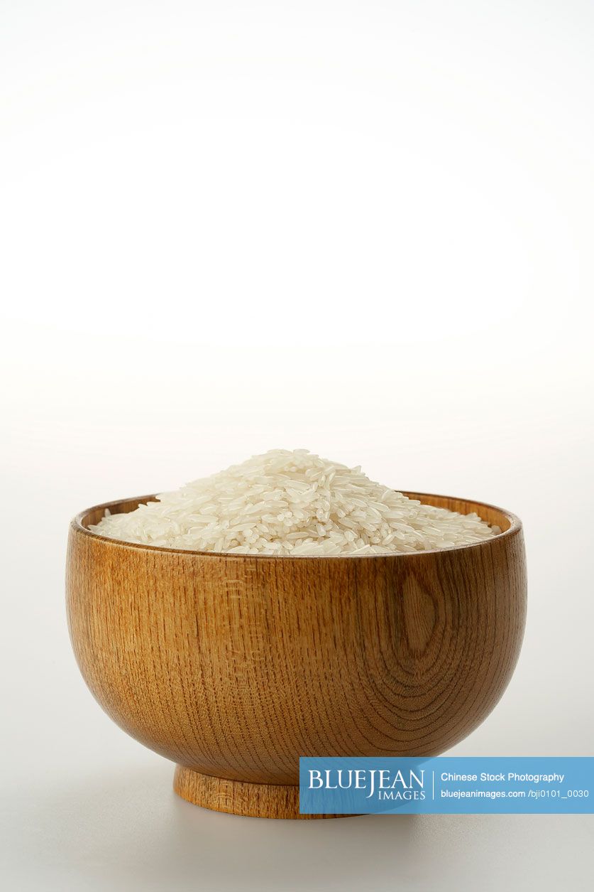 Rice in a wooden bowl