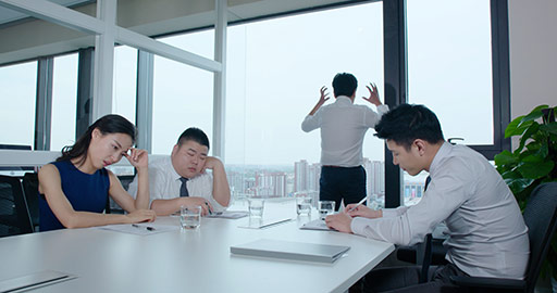 Chinese business people having a meeting in office,4K