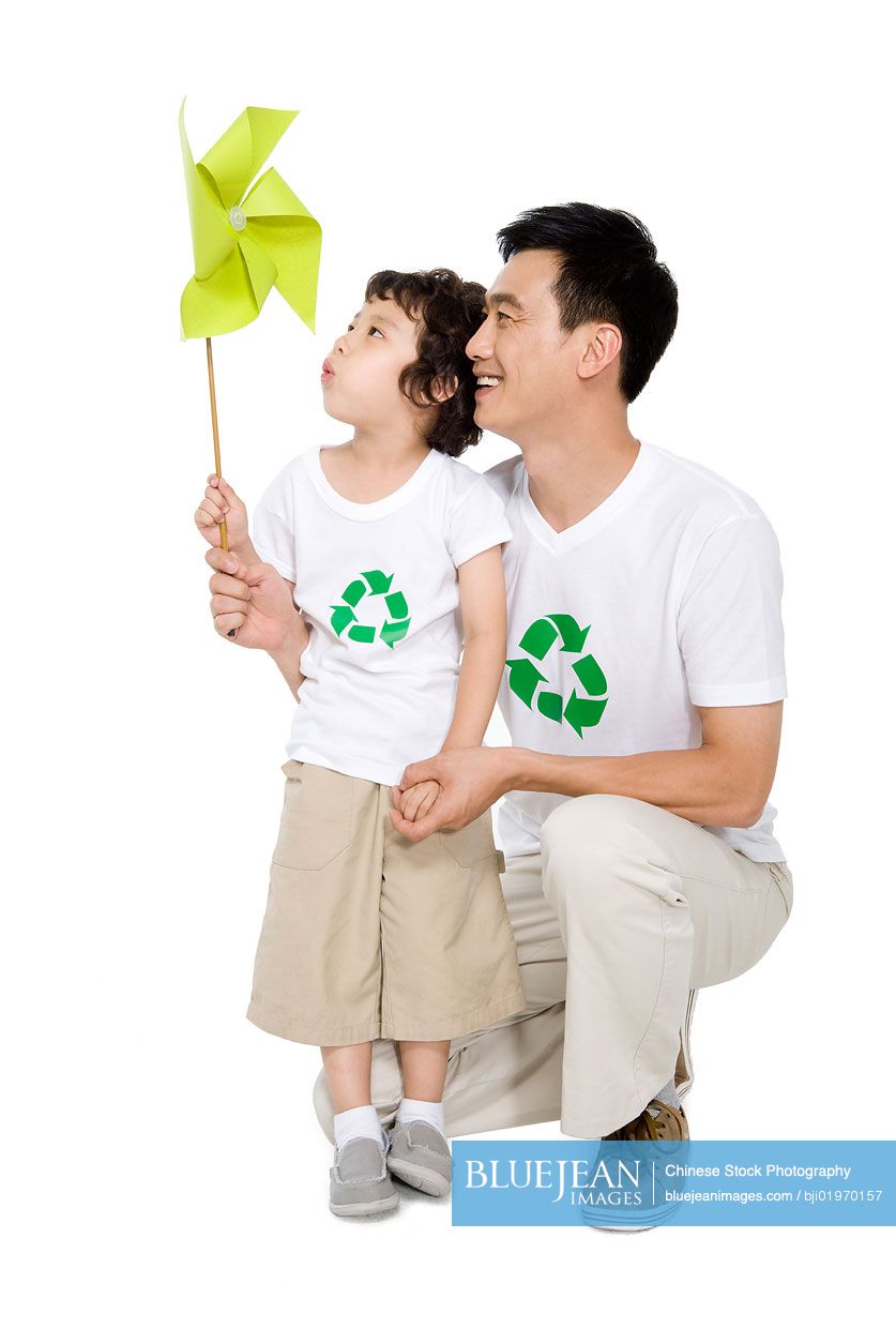 Portrait of an eco-friendly Chinese family