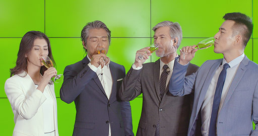 Successful business people drinking champagne,4K