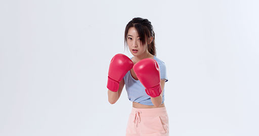 Young Chinese woman practicing boxing,4K