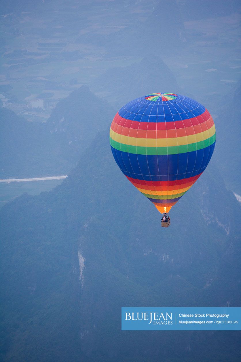 Hot air balloon in the air