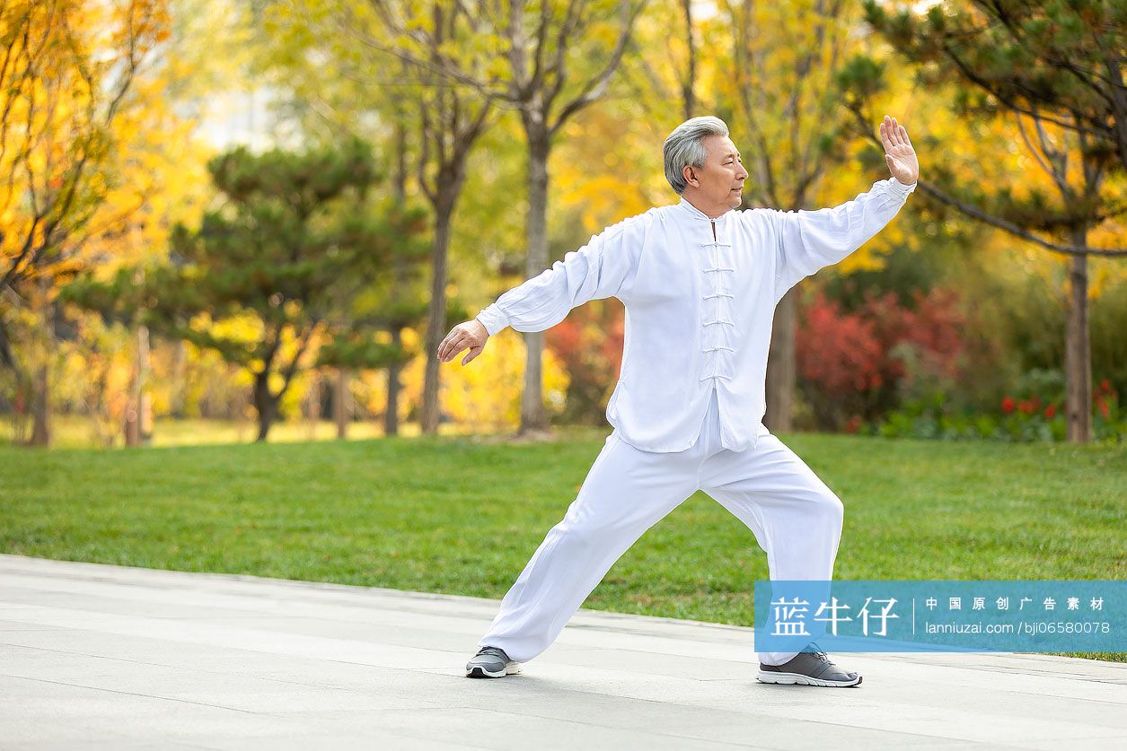 老年男子在公园练太极