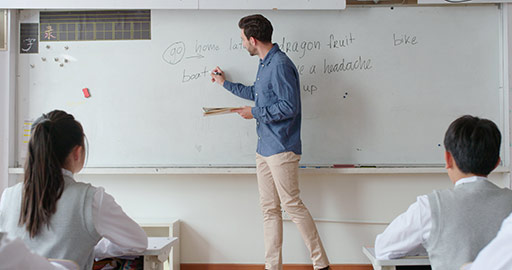 Young foreign teacher teaching a class,4K