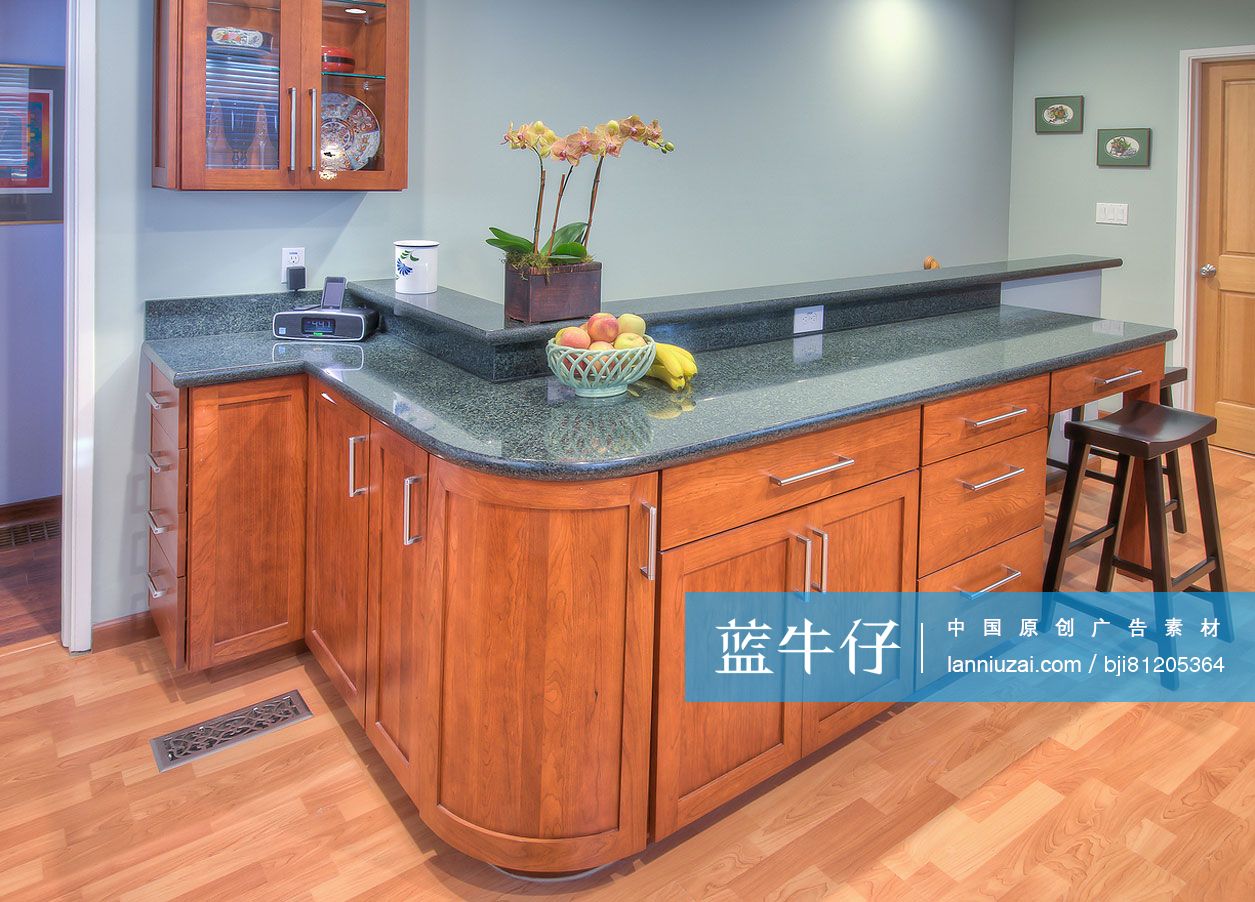 Kitchen island and stool in contemporary home; Berkeley; California; USA