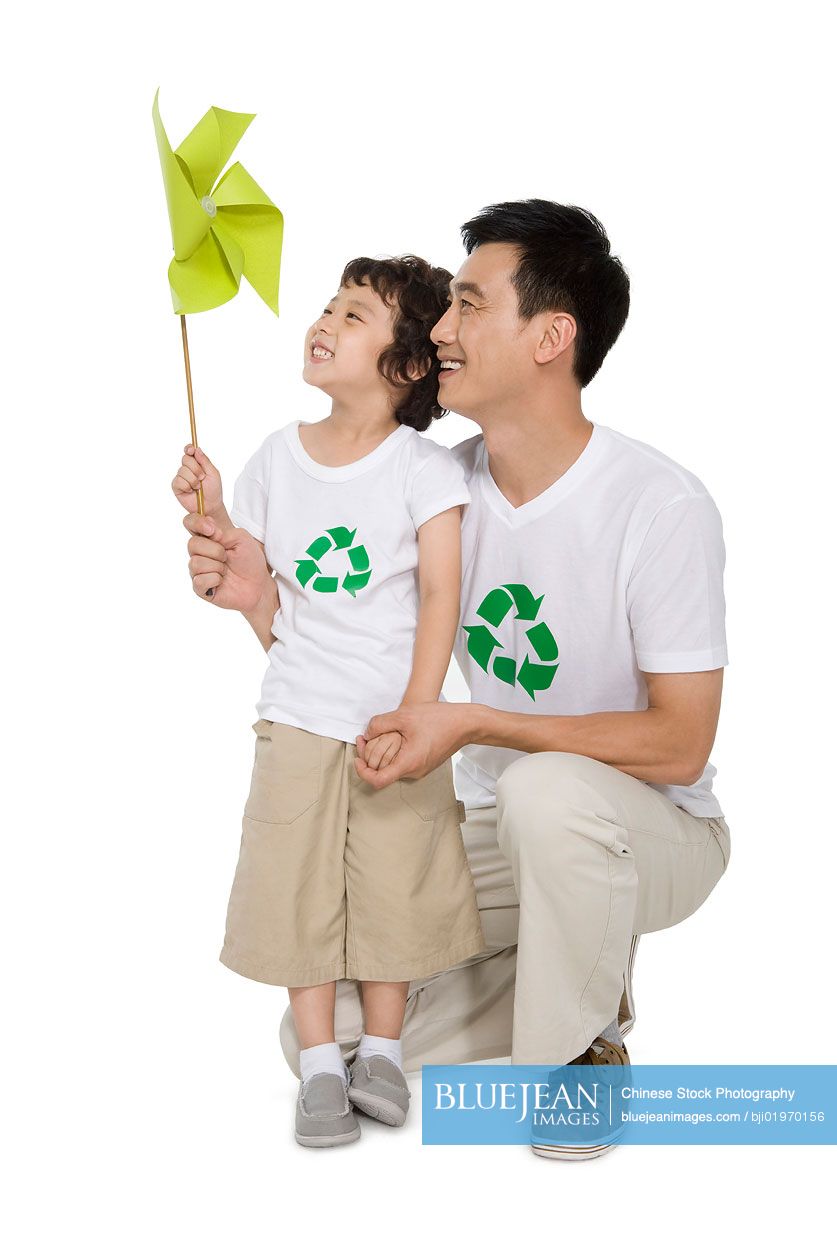 Portrait of an eco-friendly Chinese family
