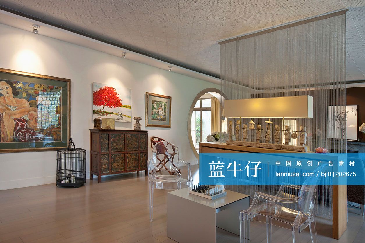 Modern and spacious house with chess game in sitting area at home