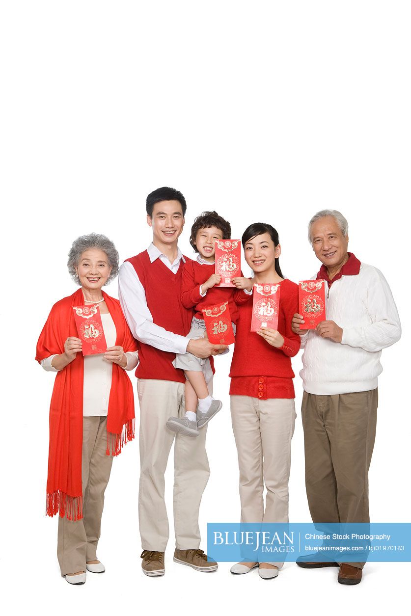 Chinese family on mobile phones