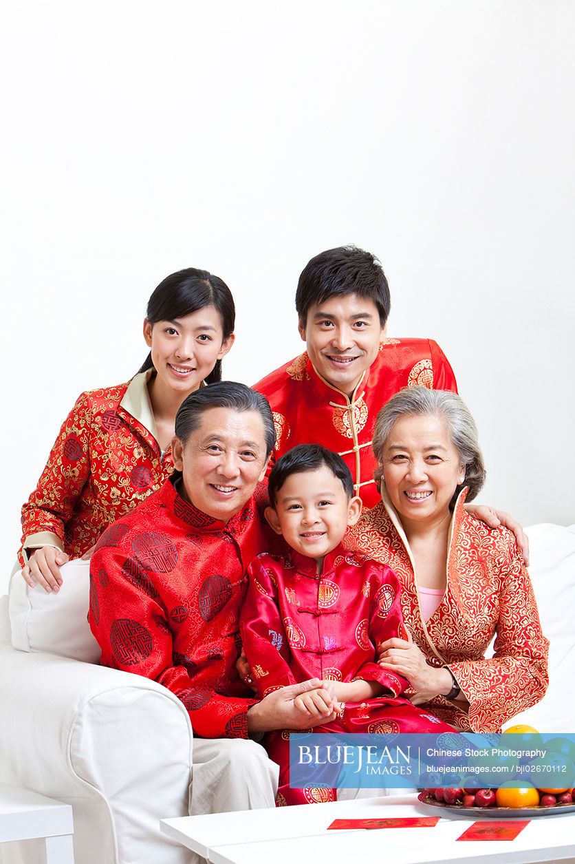 Family celebrating Chinese New Year portrait