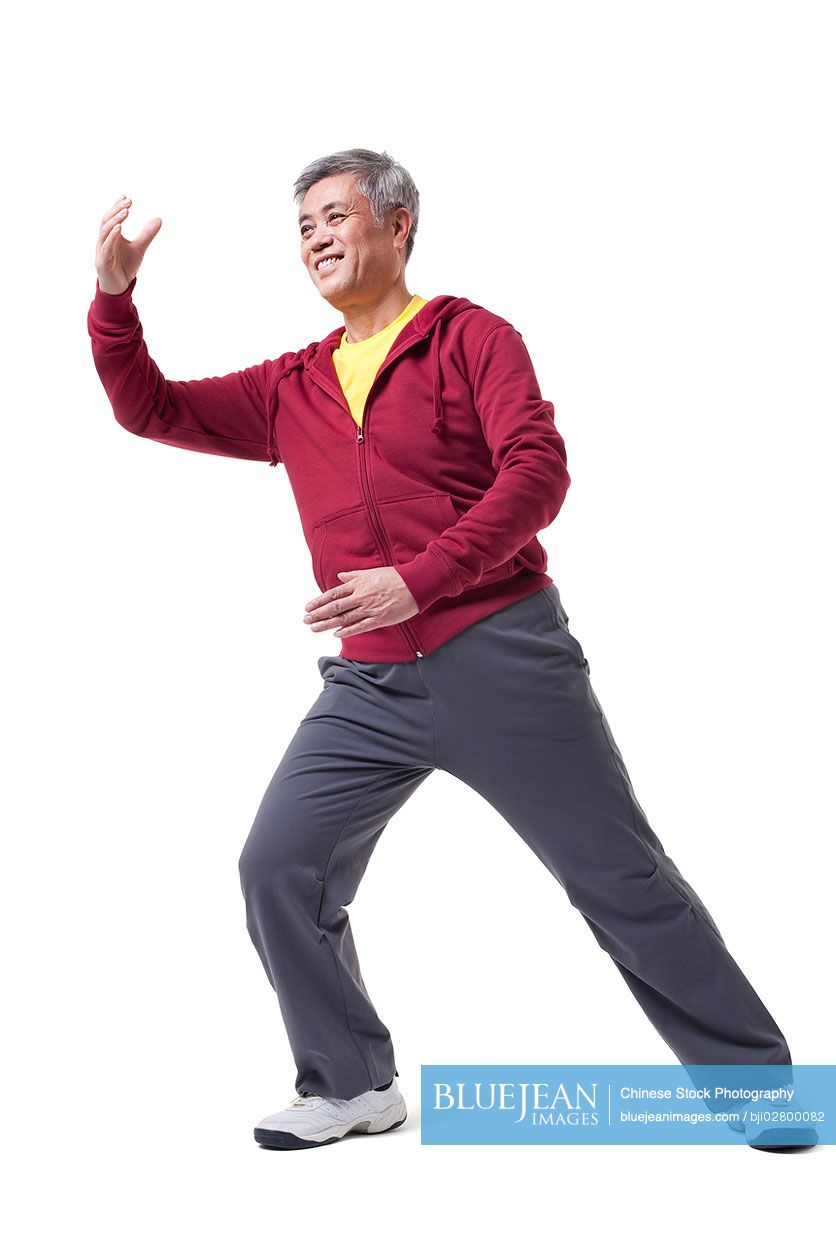 Senior Chinese man doing work-out