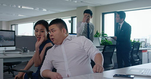 Chinese business people slacking off in office,4K