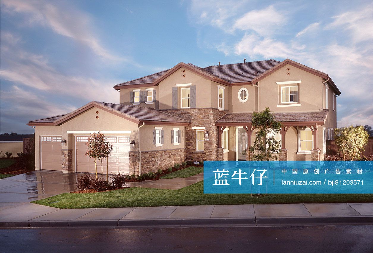 Two story house with driveway against cloudy sky