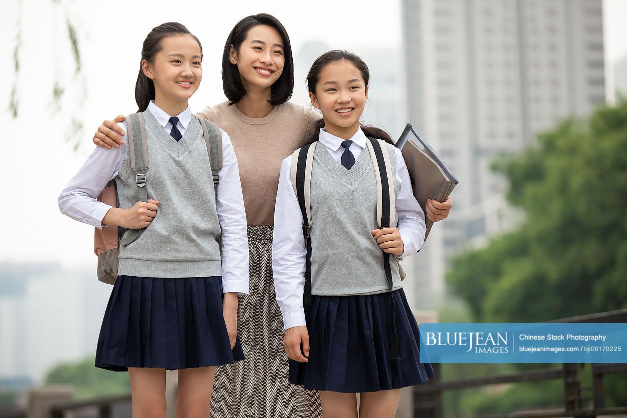 Chinese teacher and students on campus