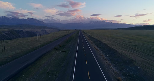 Highway in prairie ,4K