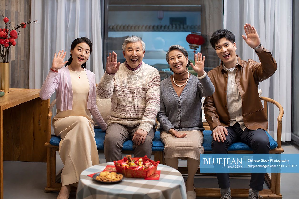 Happy family celebrating Chinese New Year